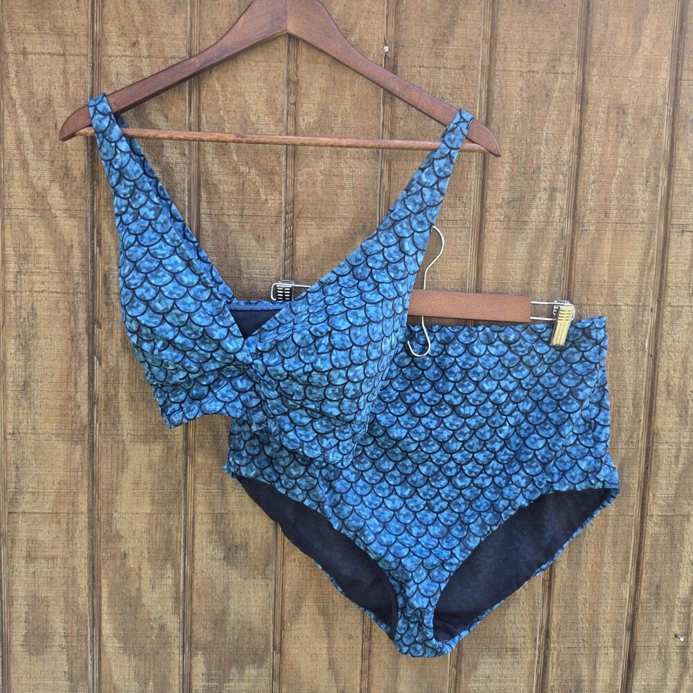 torrid Blue Scallop-Print One-Piece Swimsuit